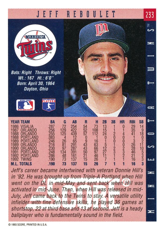 Jeff Reboulet  baseball card collectible - Main Image 2