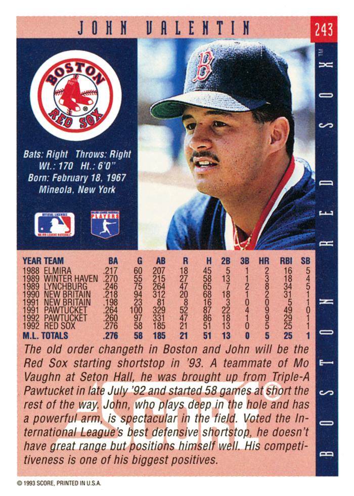 John Valentin  baseball card collectible - Main Image 2