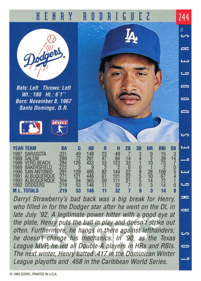 Henry Rodriguez  baseball card collectible - Main Image 2