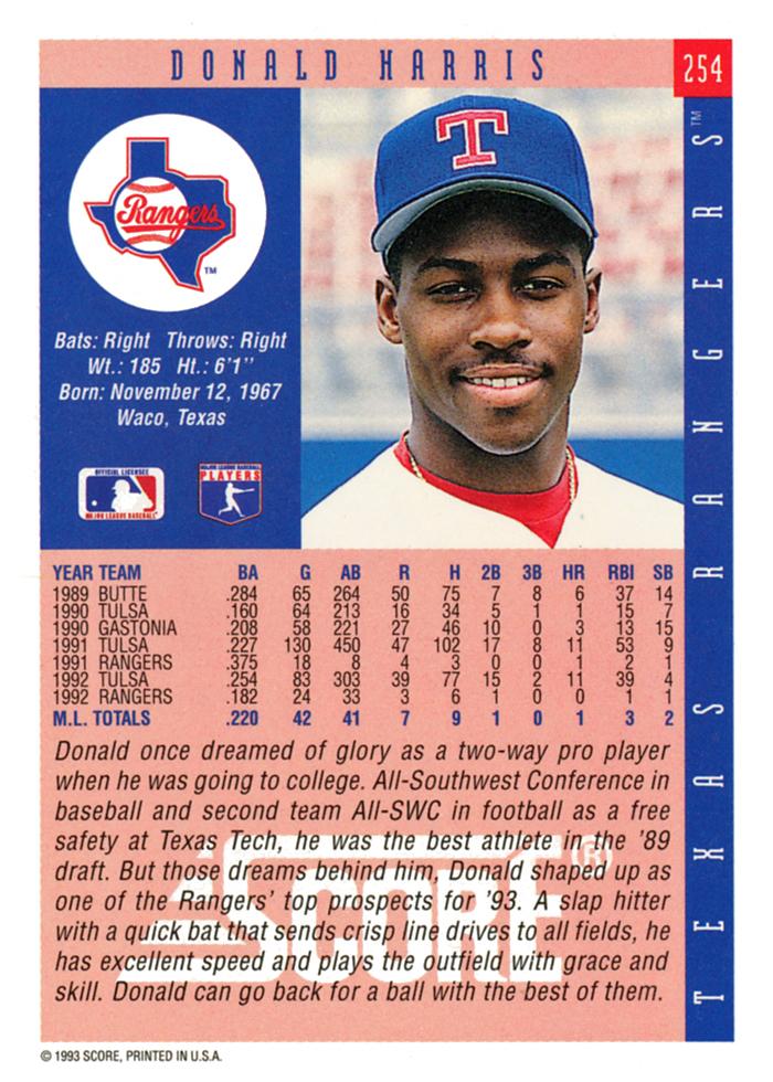 Donald Harris  baseball card collectible - Main Image 2