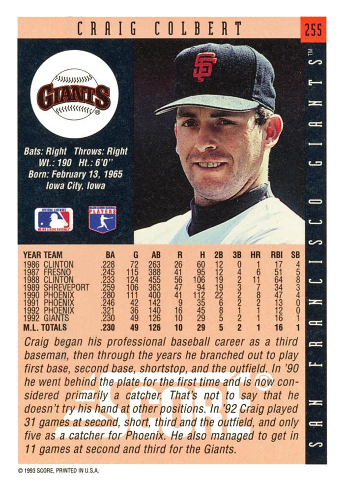 Craig Colbert  baseball card collectible - Main Image 2