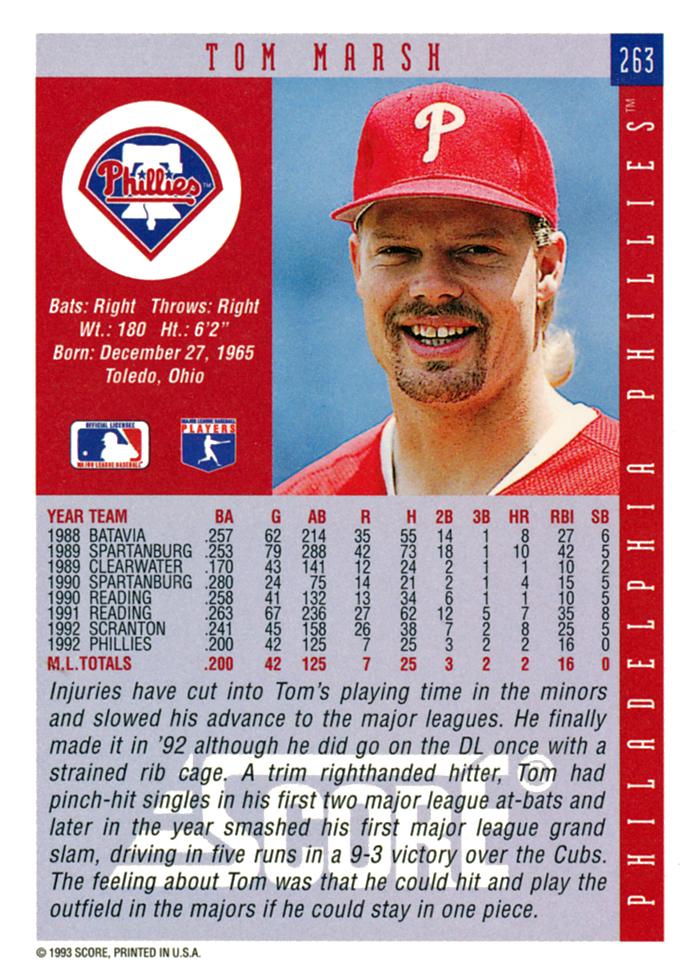 Tom Marsh  baseball card collectible - Main Image 2