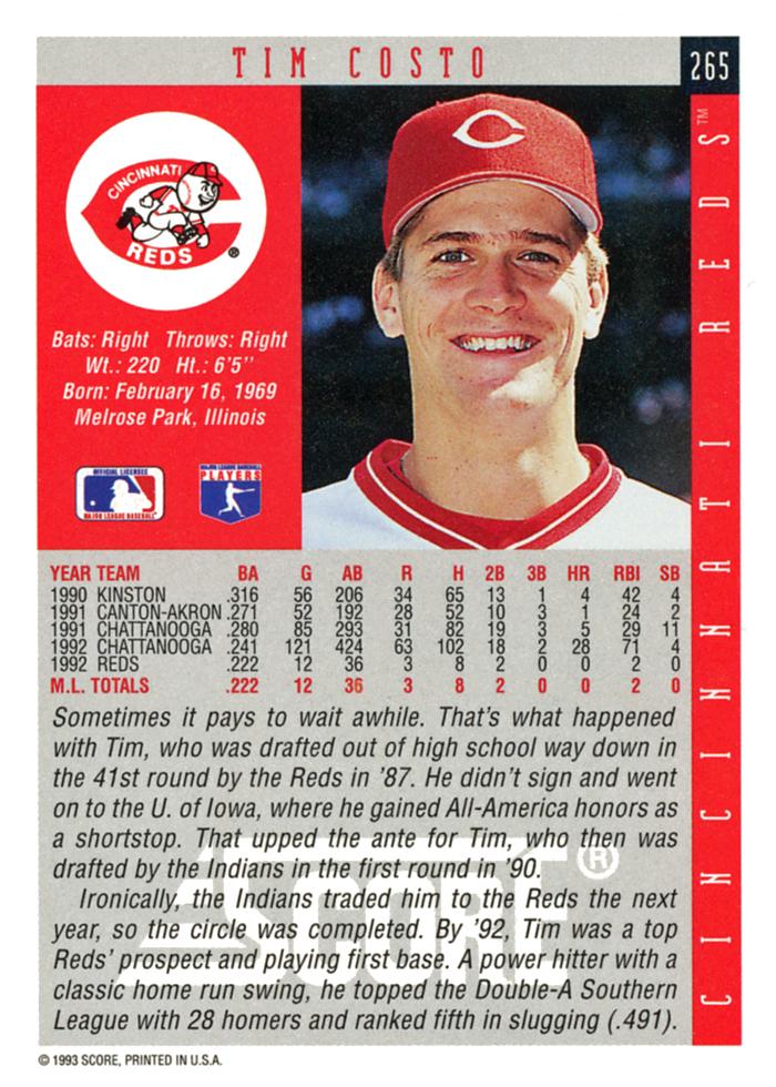 Tim Costo  baseball card collectible - Main Image 2
