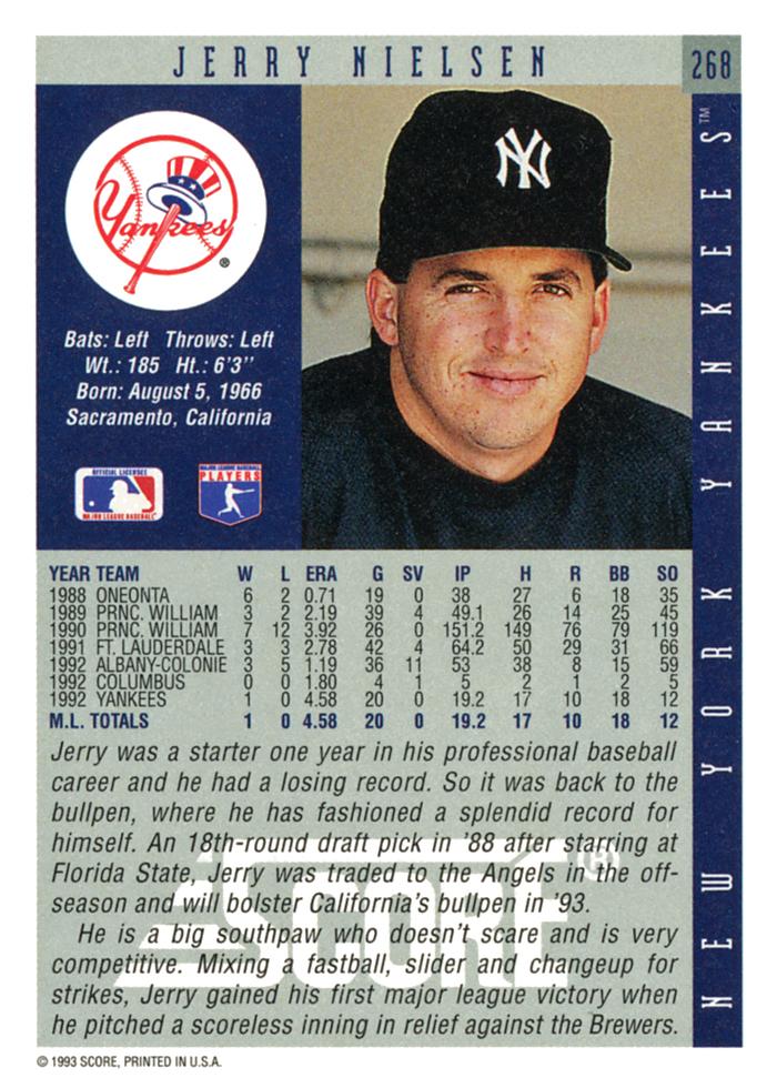 Jerry Nielsen  baseball card collectible - Main Image 2