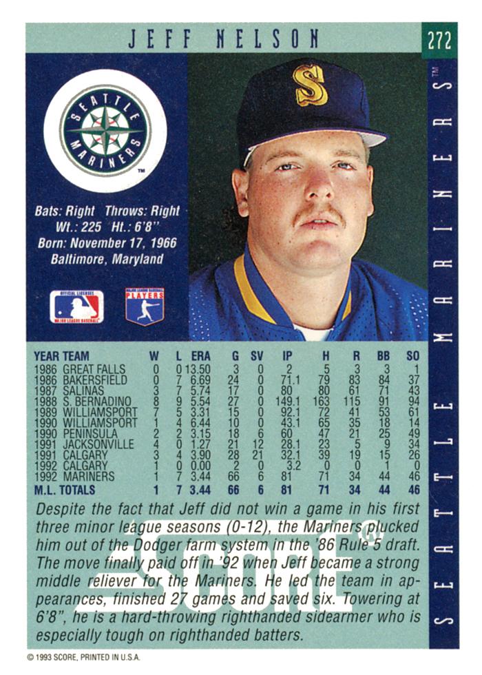 Jeff Nelson  baseball card collectible - Main Image 2