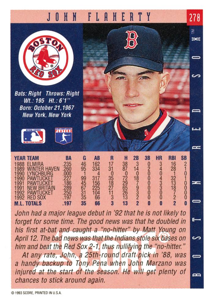 John Flaherty  baseball card collectible - Main Image 2
