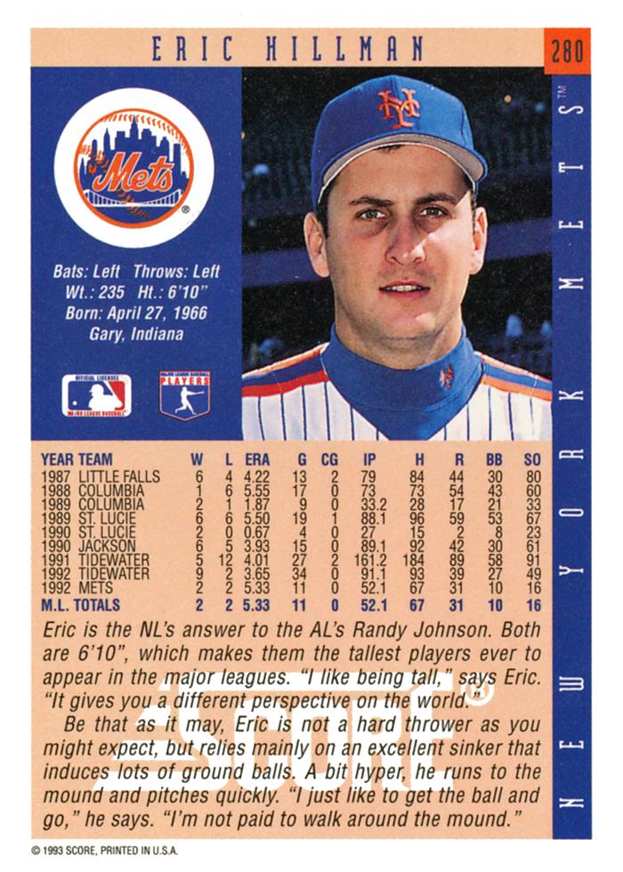 Eric Hillman  baseball card collectible - Main Image 2
