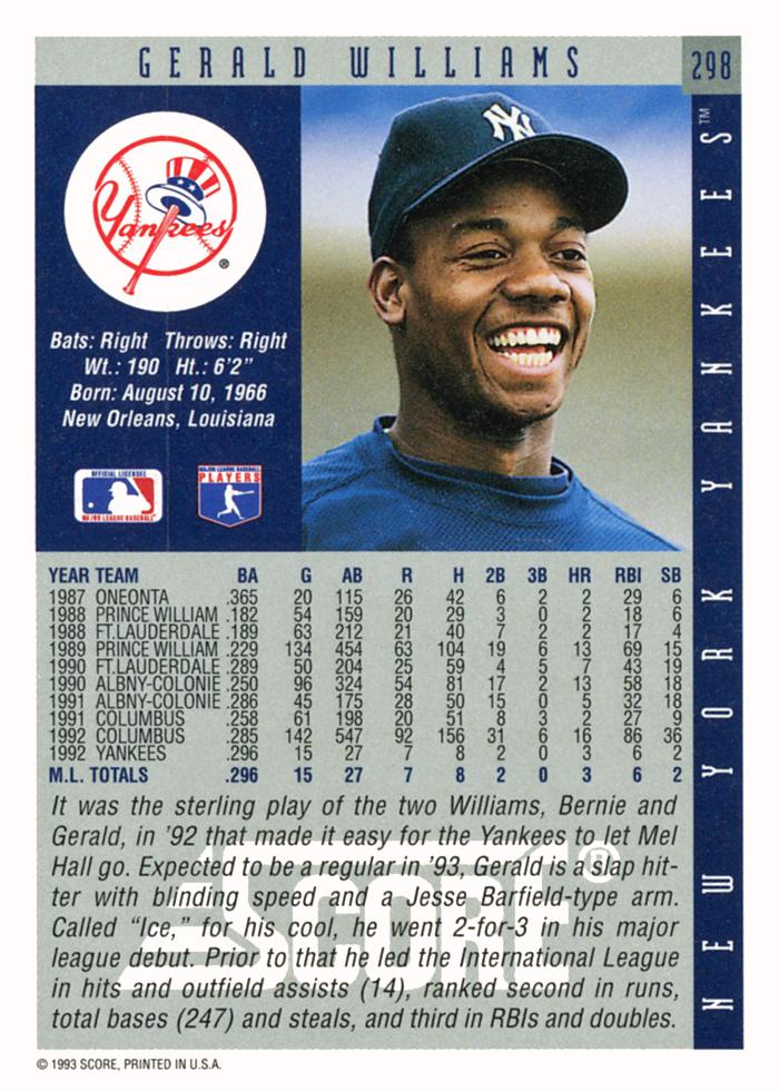 Gerald Williams  baseball card collectible - Main Image 2