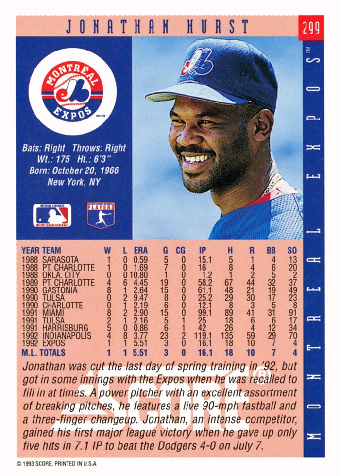 Jonathan Hurst  baseball card collectible - Main Image 2