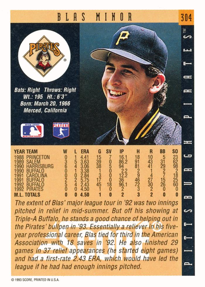 Blas Minor  baseball card collectible - Main Image 2