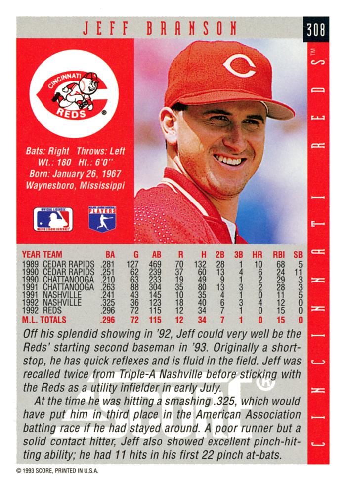 Jeff Branson  baseball card collectible - Main Image 2