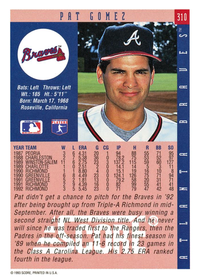 Pat Gomez  baseball card collectible - Main Image 2