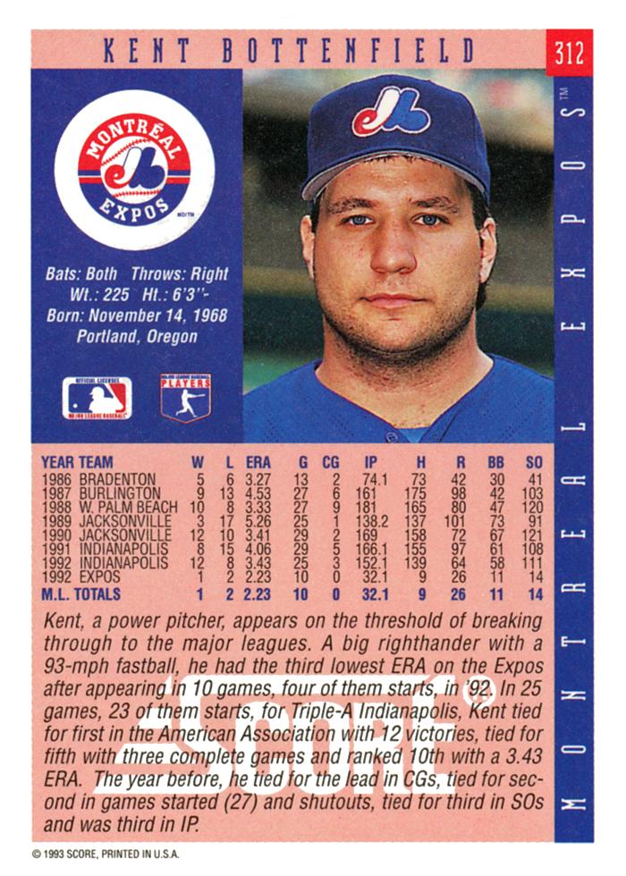 Kent Bottenfield  baseball card collectible - Main Image 2