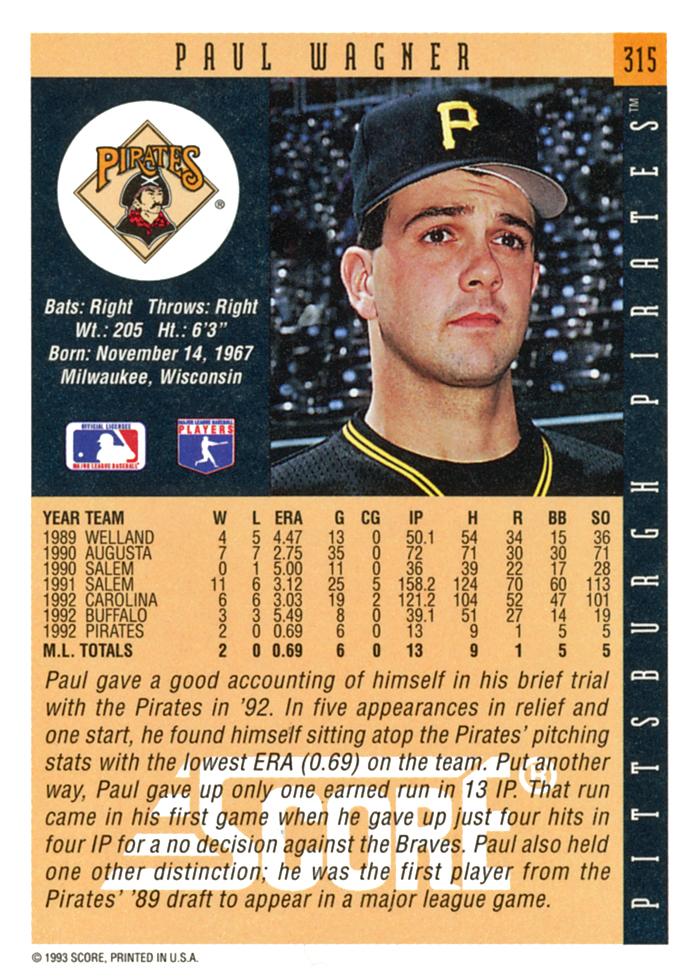 Paul Wagner  baseball card collectible - Main Image 2