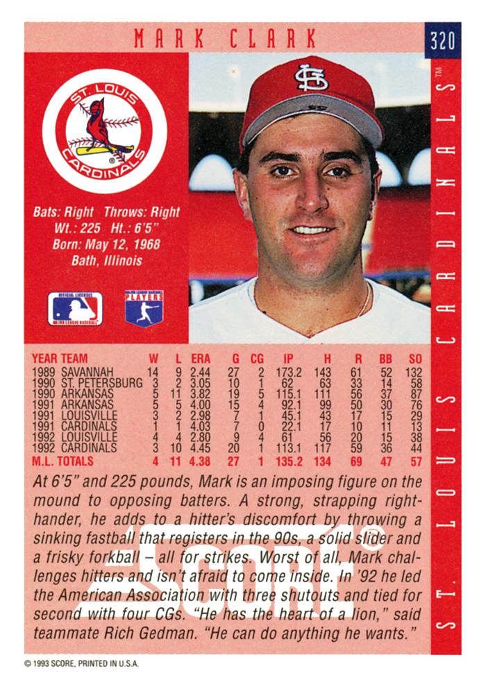 Mark Clark  baseball card collectible - Main Image 2