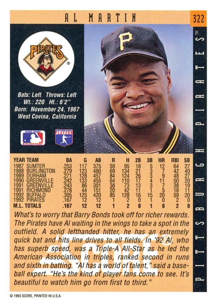 Al Martin  baseball card collectible - Main Image 2