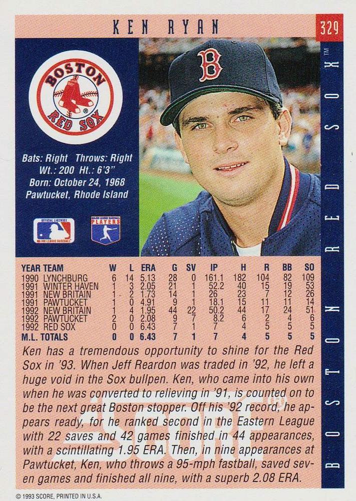 Ken Ryan  baseball card collectible - Main Image 2