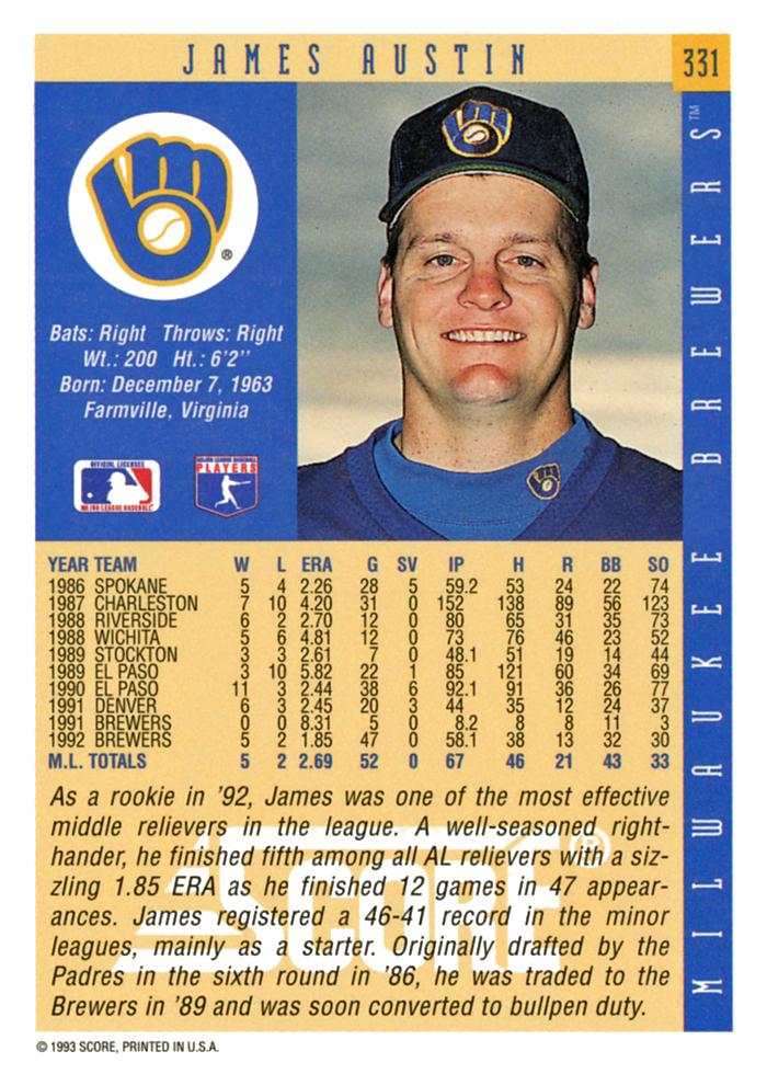 James Austin  baseball card collectible - Main Image 2