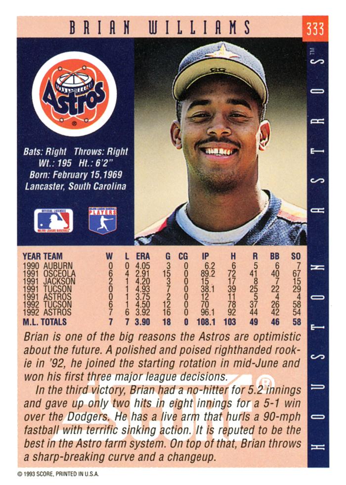 Brian Williams  baseball card collectible - Main Image 2