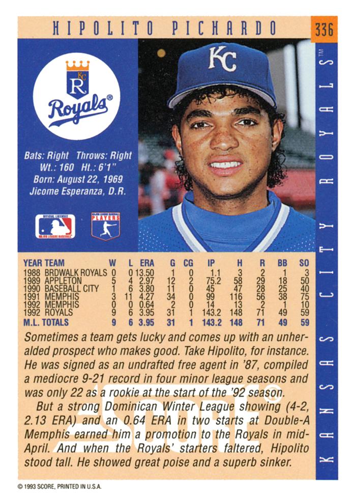 Hipolito Pichardo  baseball card collectible - Main Image 2