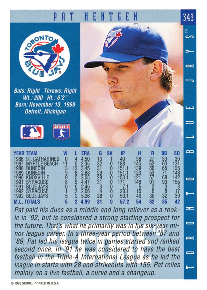 Pat Hentgen  baseball card collectible - Main Image 2