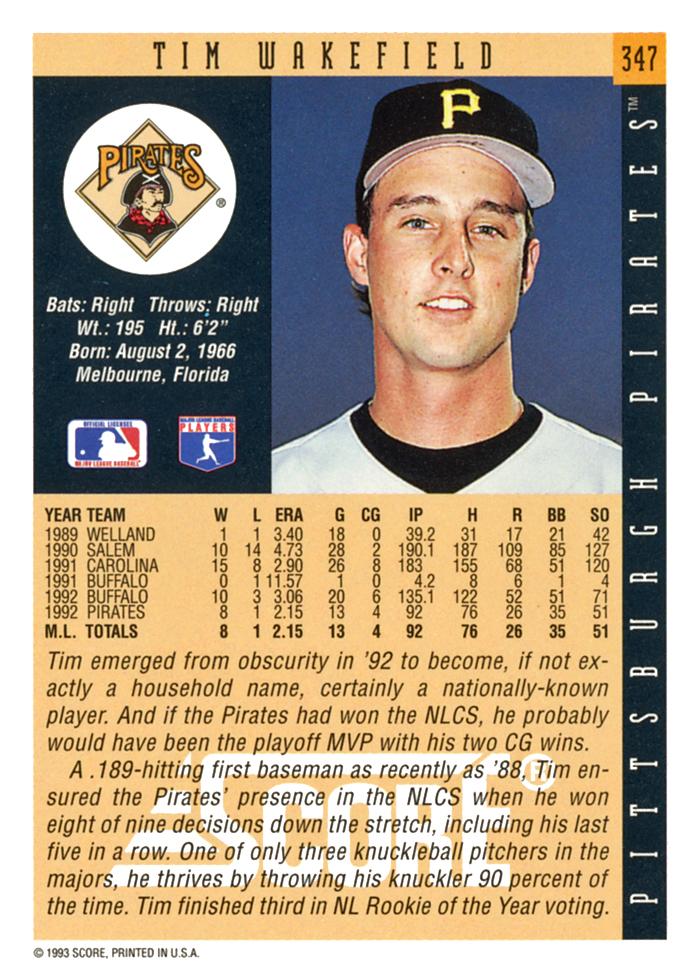 Tim Wakefield  baseball card collectible - Main Image 2