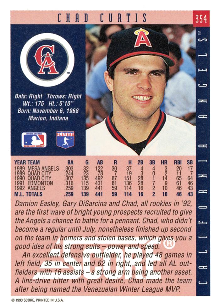 Chad Curtis  baseball card collectible - Main Image 2