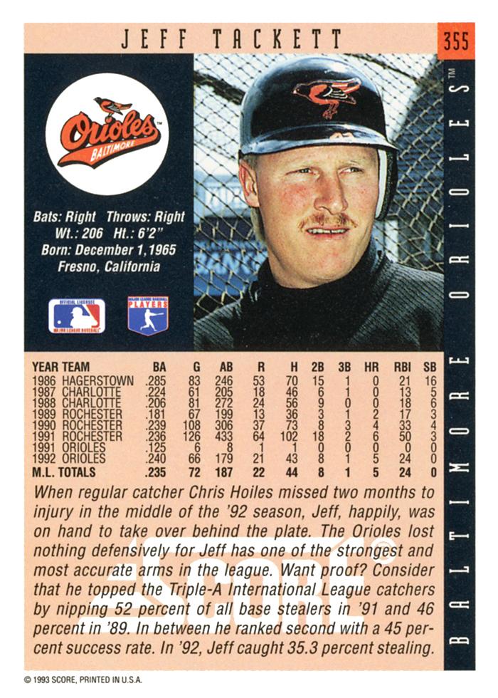 Jeff Tackett  baseball card collectible - Main Image 2