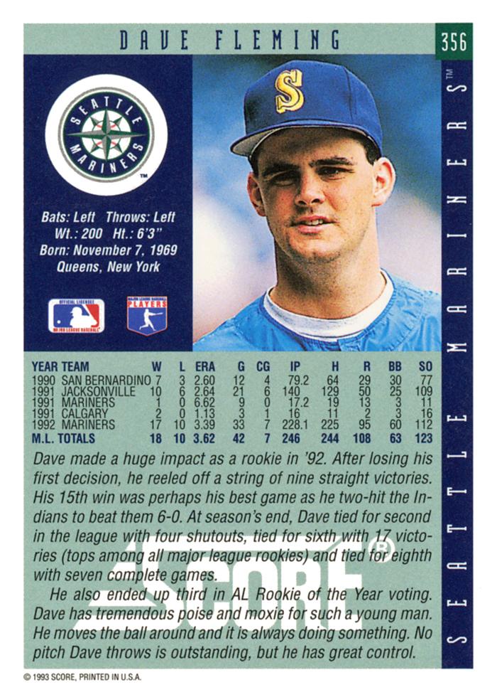 Dave Fleming  baseball card collectible - Main Image 2