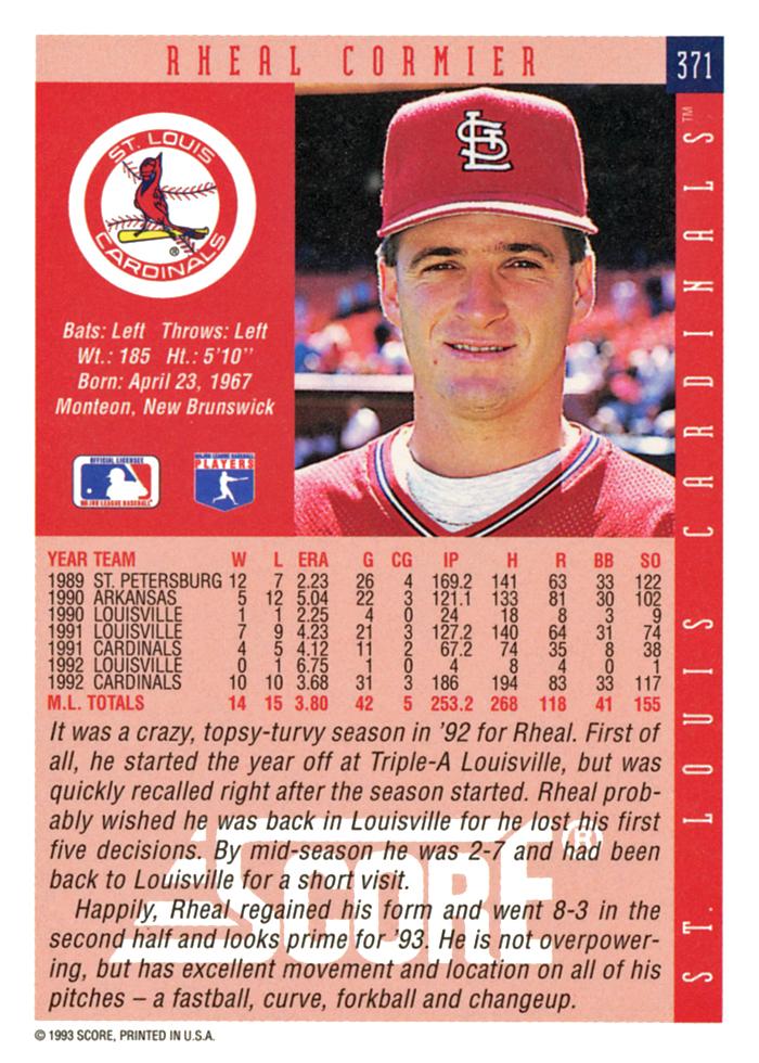 Rheal Cormier  baseball card collectible - Main Image 2