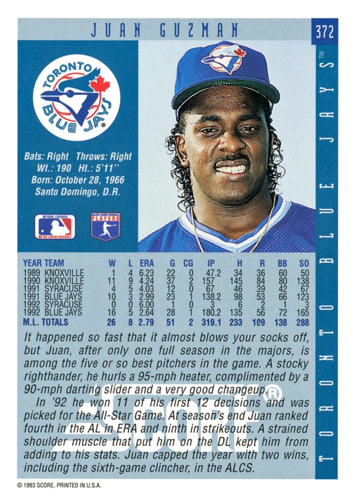 Juan Guzman  baseball card collectible - Main Image 2