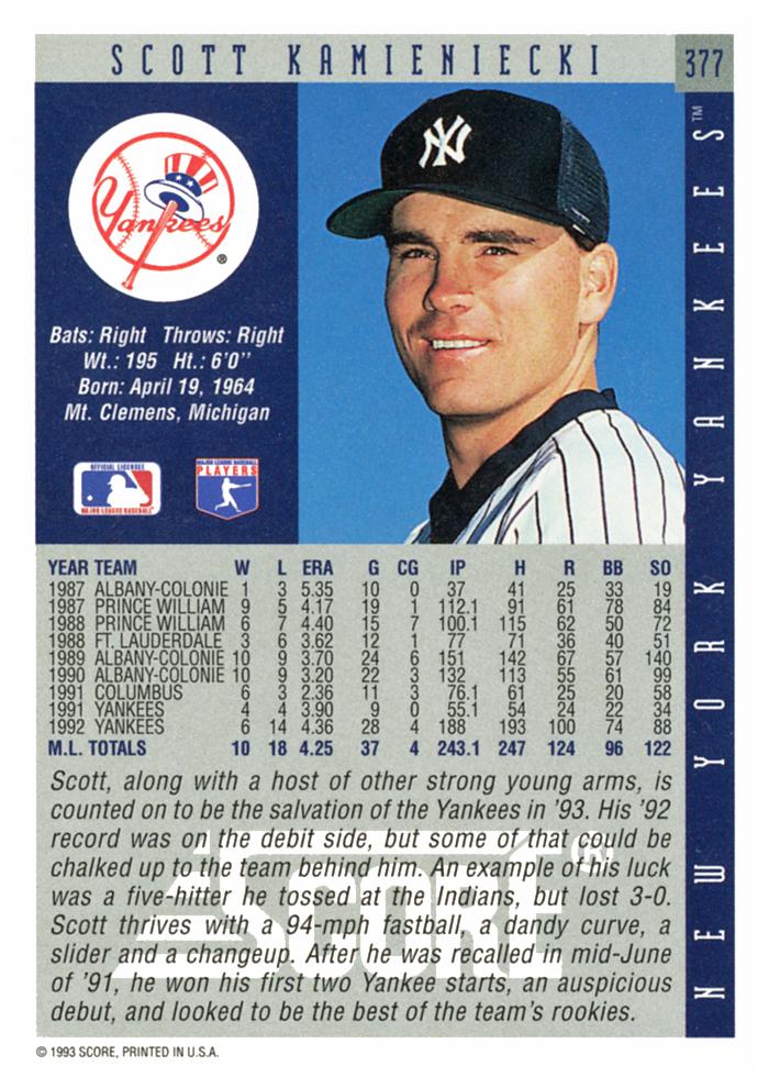 Scott Kamieniecki  baseball card collectible - Main Image 2