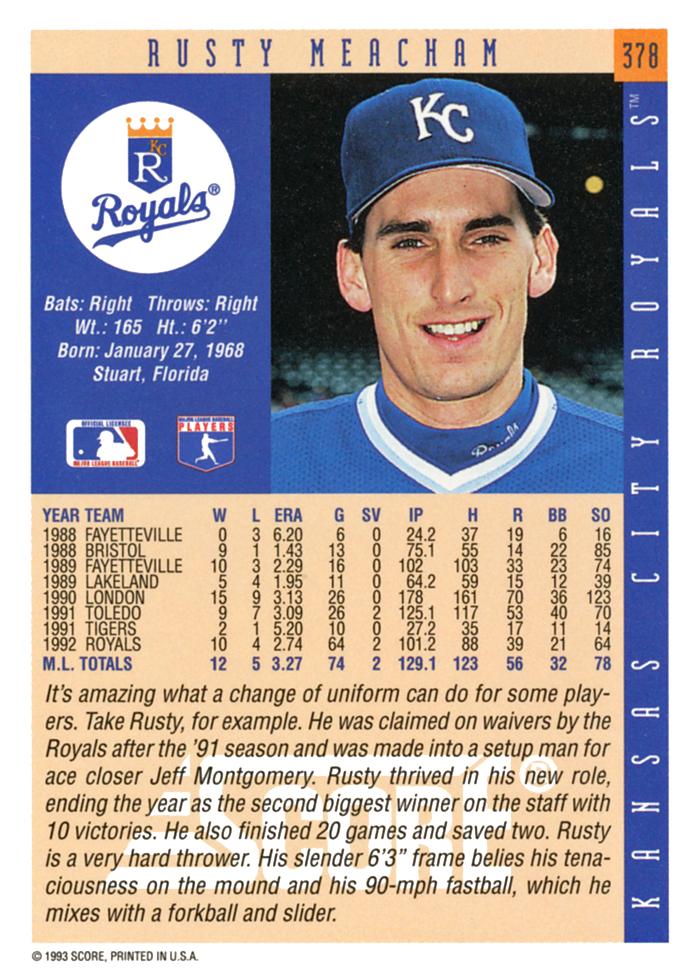 Rusty Meacham  baseball card collectible - Main Image 2