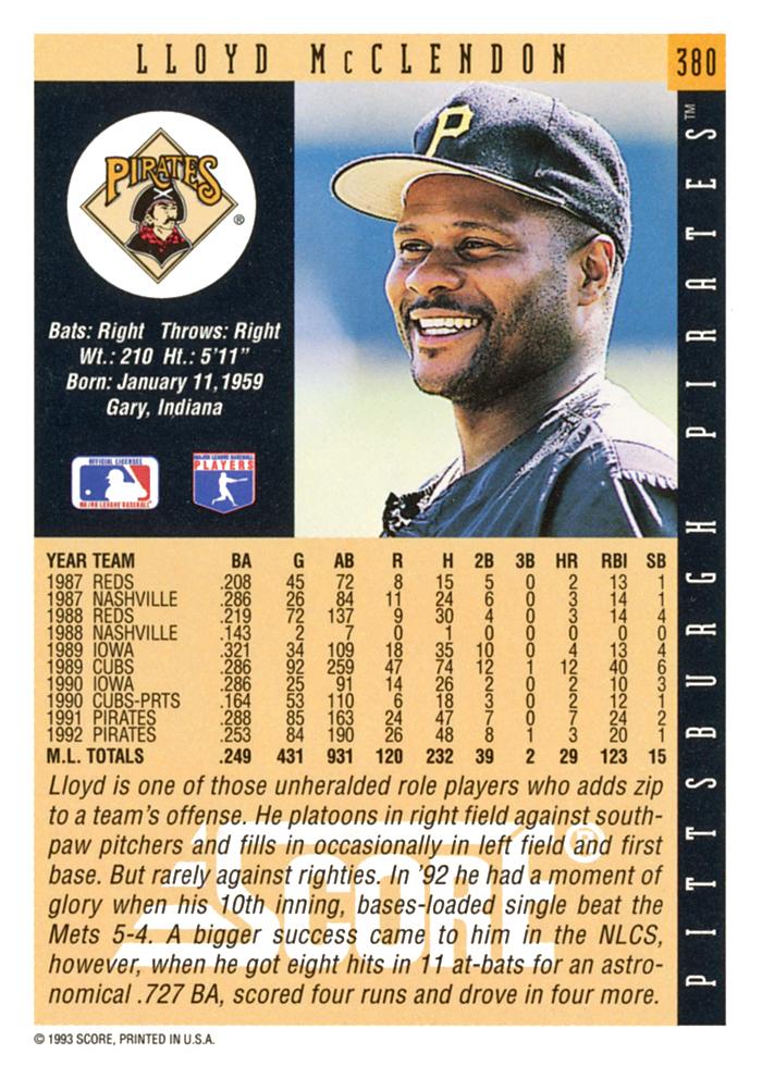 Lloyd McClendon  baseball card collectible - Main Image 2