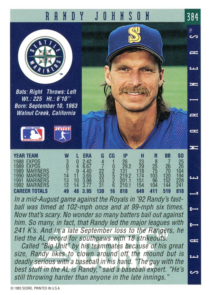 Randy Johnson  baseball card collectible - Main Image 2
