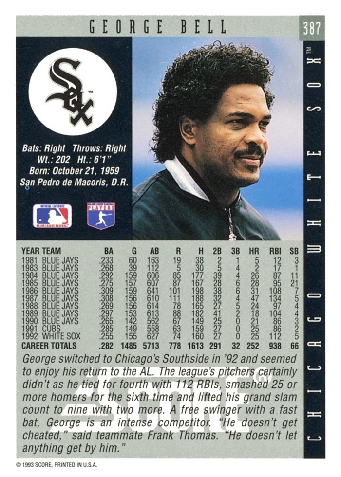 George Bell  baseball card collectible - Main Image 2