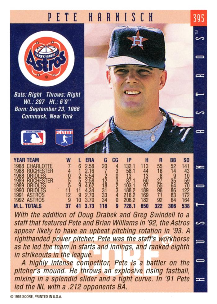 Pete Harnisch  baseball card collectible - Main Image 2