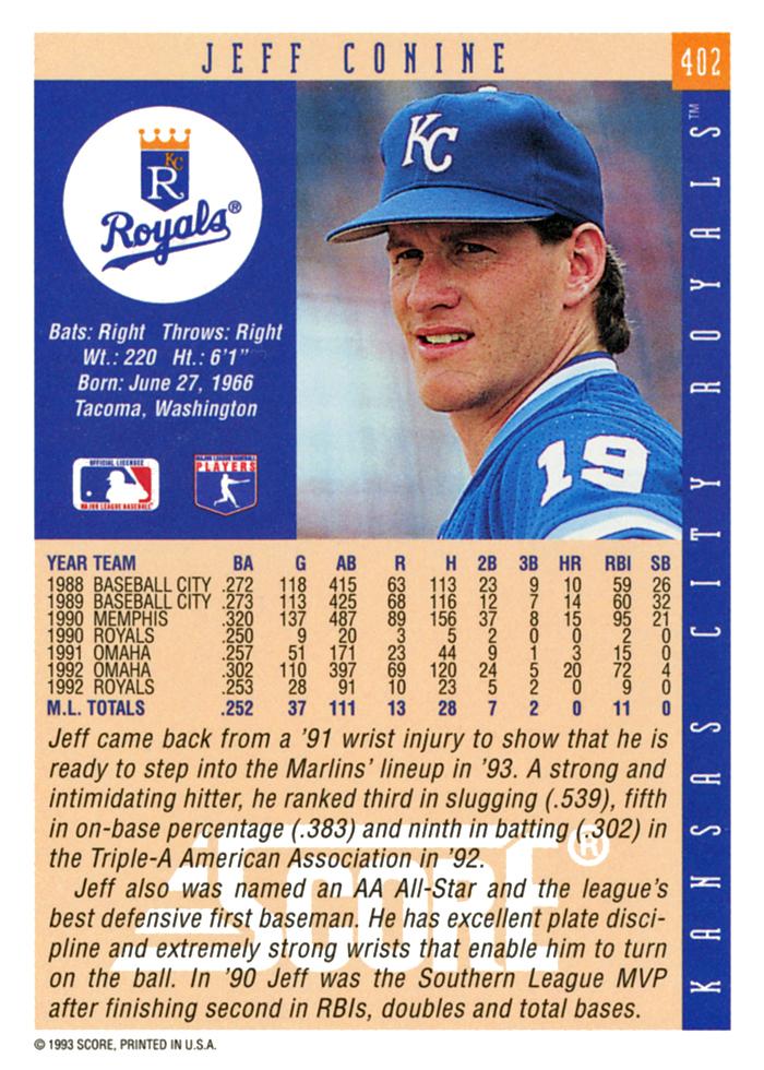Jeff Conine  baseball card collectible - Main Image 2