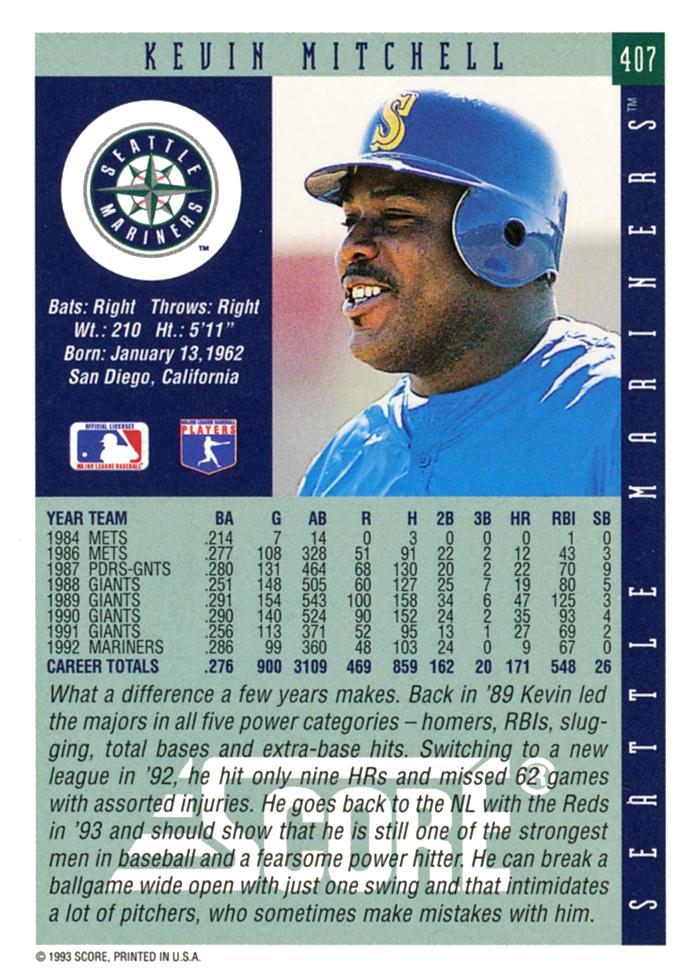 Kevin Mitchell  baseball card collectible - Main Image 2