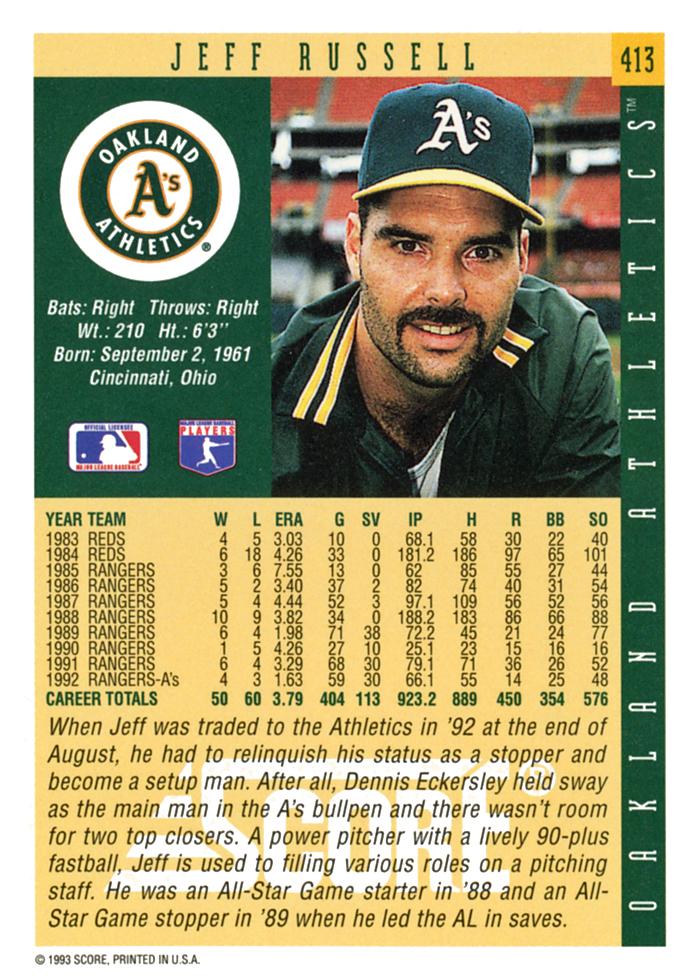 Jeff Russell  baseball card collectible - Main Image 2