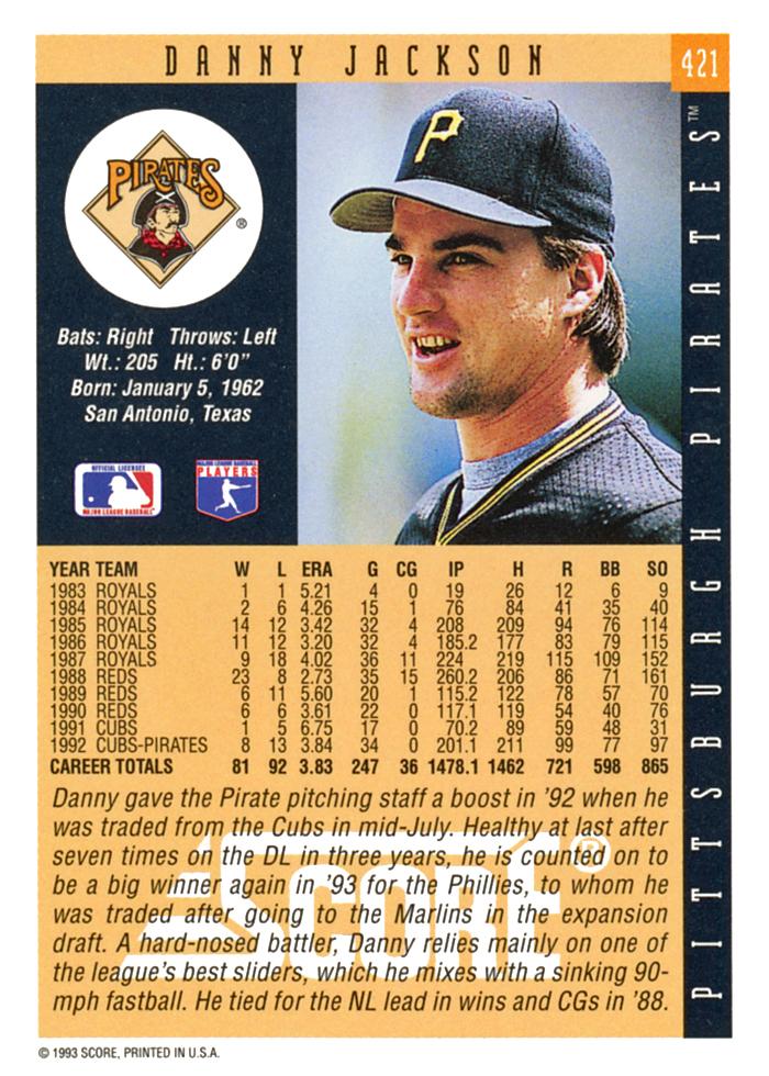 Danny Jackson  baseball card collectible - Main Image 2