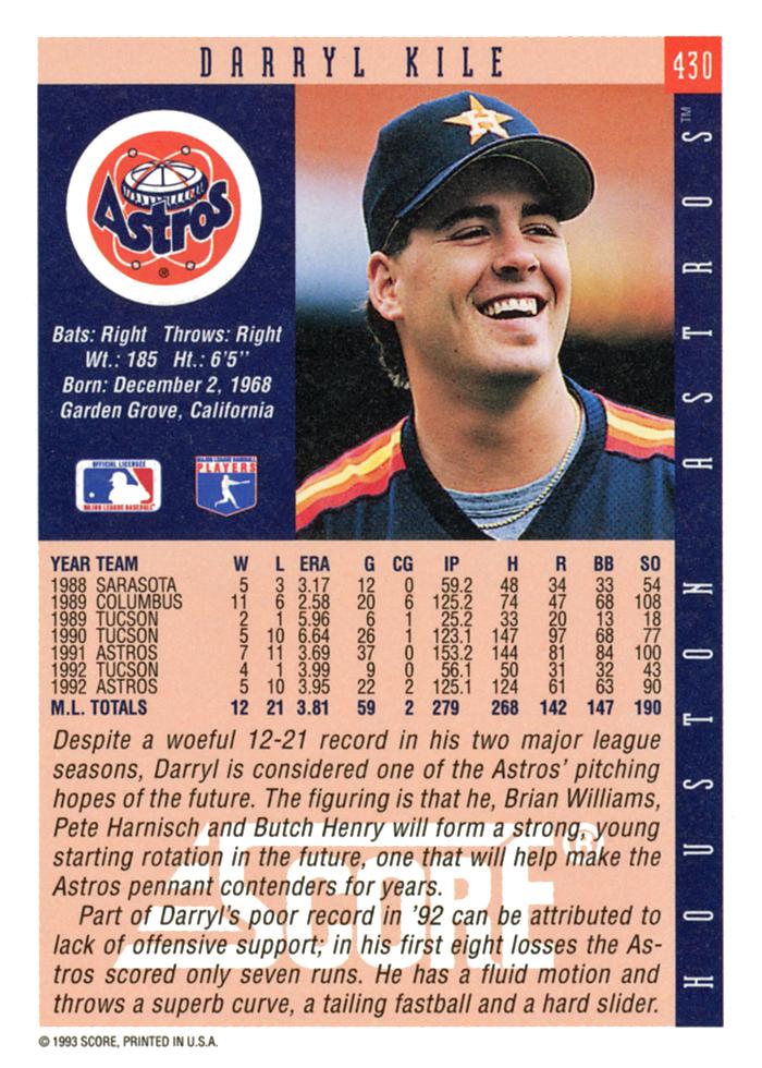Darryl Kile  baseball card collectible - Main Image 2