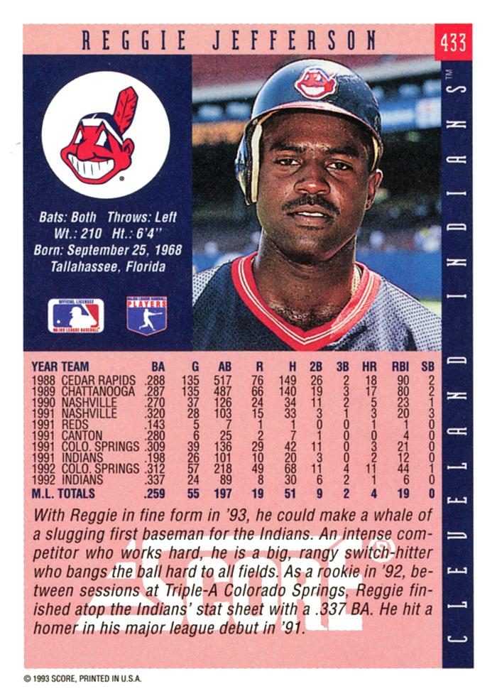 Reggie Jefferson  baseball card collectible - Main Image 2