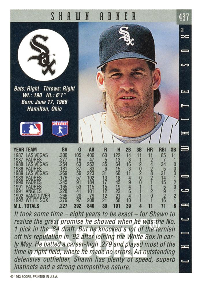 Shawn Abner  baseball card collectible - Main Image 2