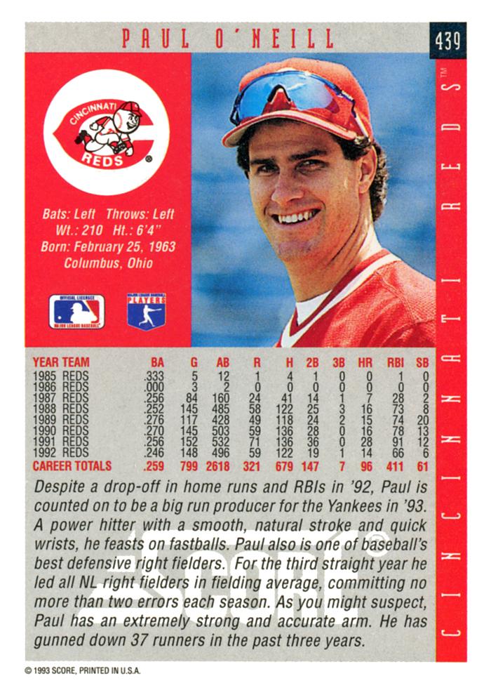 Paul O’Neill  baseball card collectible - Main Image 2