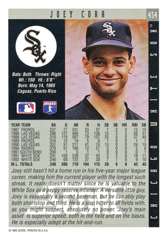 Joey Cora  baseball card collectible - Main Image 2