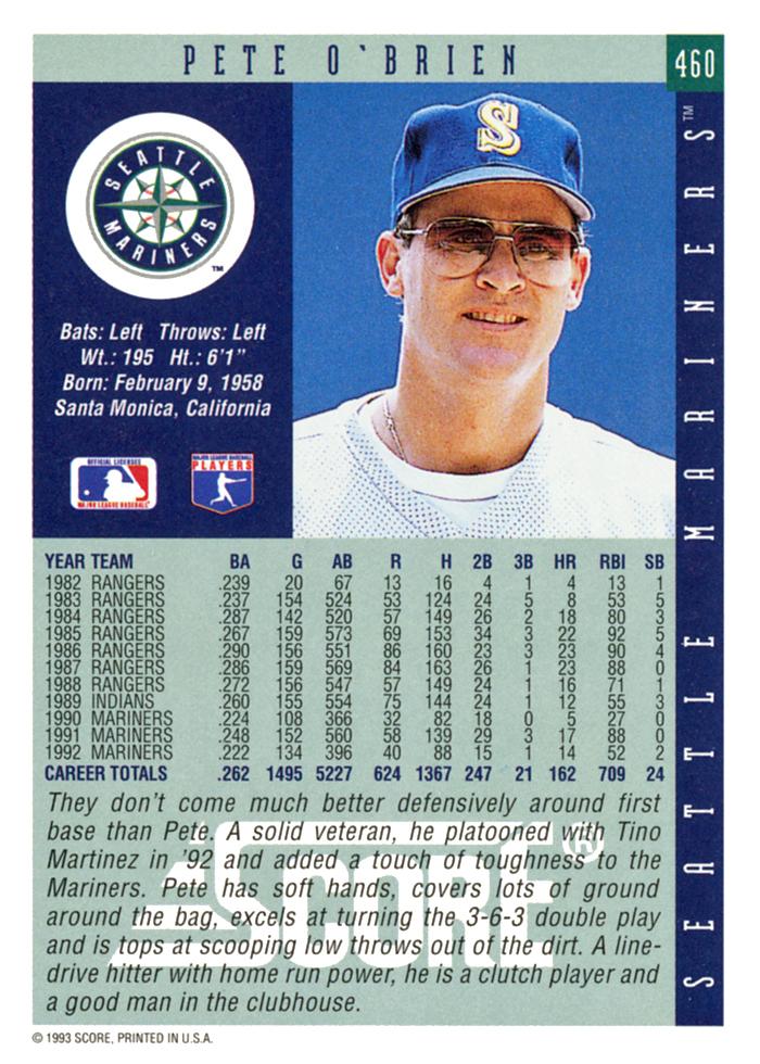 Pete O’Brien  baseball card collectible - Main Image 2