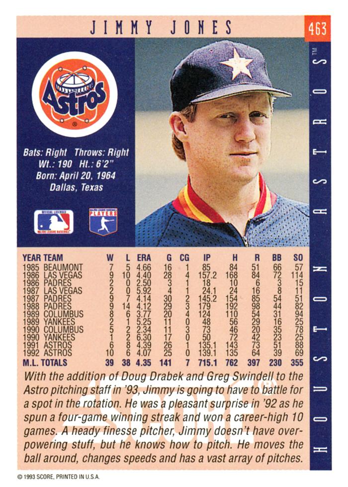 Jimmy Jones  baseball card collectible - Main Image 2