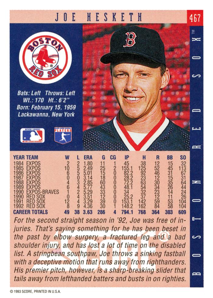 Joe Hesketh  baseball card collectible - Main Image 2