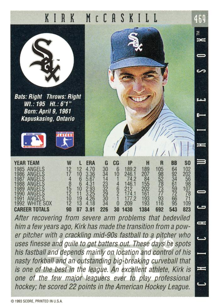 Kirk McCaskill  baseball card collectible - Main Image 2